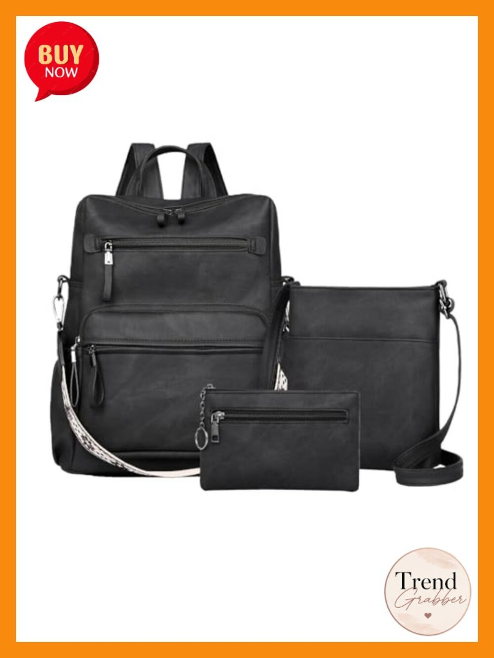 PU Leather Backpack Purse for Women Convertible Travel Work Handbag Set